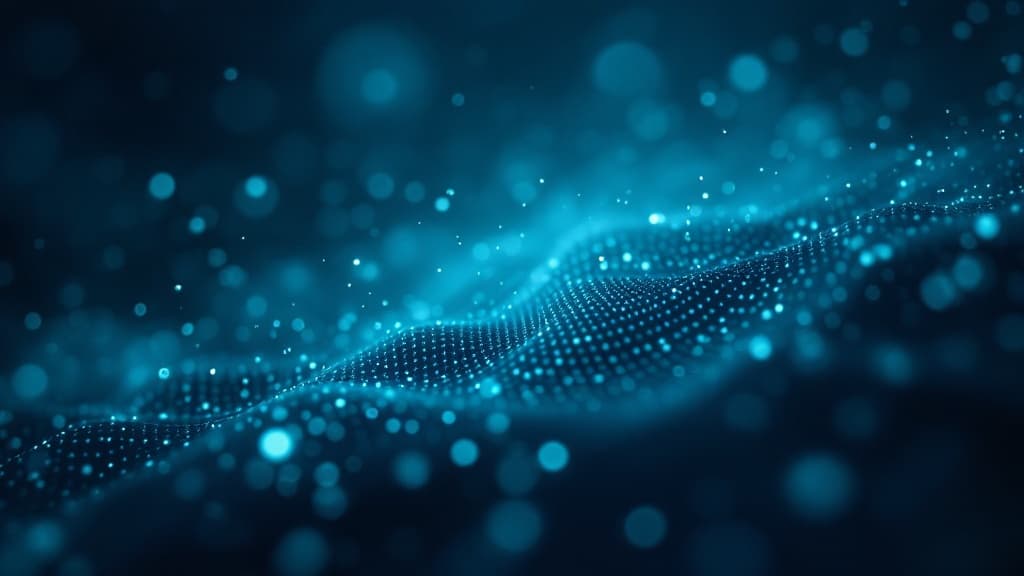 Calm abstract of particles and light representing ideas and knowledge in technology.